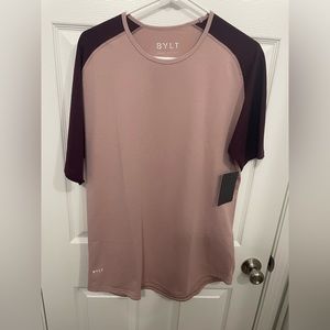 Bylt Lux Baseball Tee. Size L. Maroon and mauve. NWT